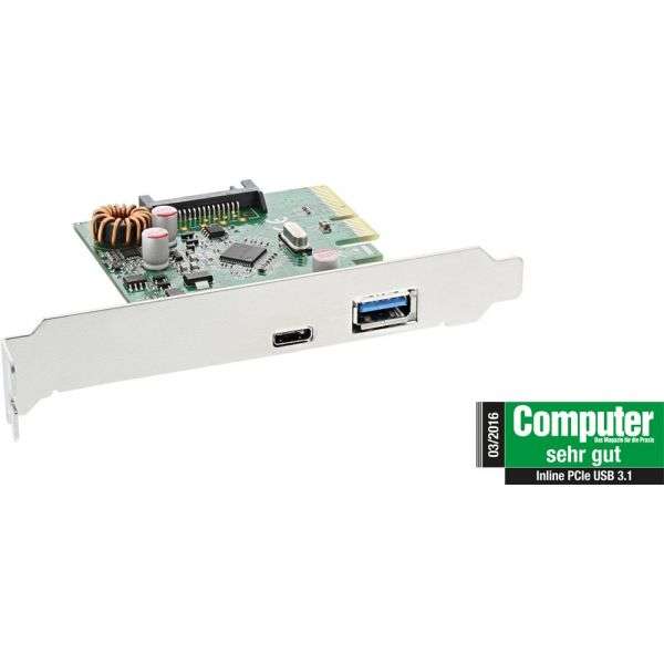 Naar omschrijving van 76660A - InLine USB 3.1 Host Controller 2 Port AF+CF + low profile Bracket PCIe x4