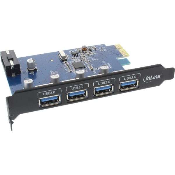 Naar omschrijving van 76661B - InLine pcie USB 3.0 4 Port Host Controller PCIe incl. Low Profile Bracket black