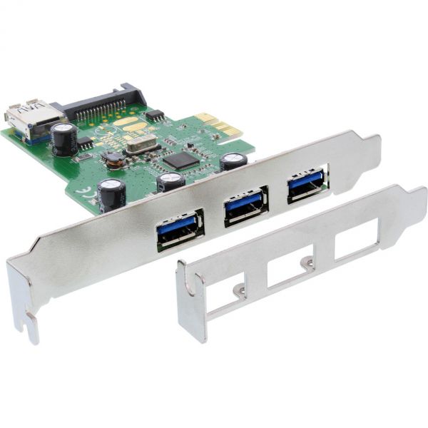 Naar omschrijving van 76662A - InLine 3+1 Port USB 3.0 Host Controller PCIe with SATA Power and LP Bracket