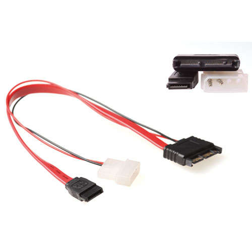 Naar omschrijving van AK3413 - Micro SATA(7+9) male - SATA(7) + 5,25