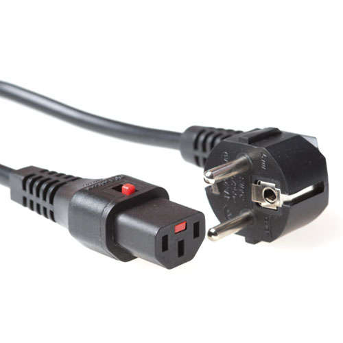 Naar omschrijving van AK5057 - 230V aansluitkabel schuko male haaks - C13 lockable, 3x1mm2, 1.00m