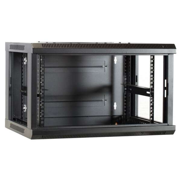Naar omschrijving van AST19-6406 - 6HE 19Inch Wandkast, glazen voordeur, (BxDxH) 600x450x368mm
