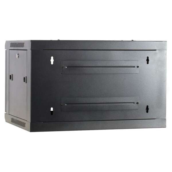 Naar omschrijving van AST19-6406 - 6HE 19Inch Wandkast, glazen voordeur, (BxDxH) 600x450x368mm