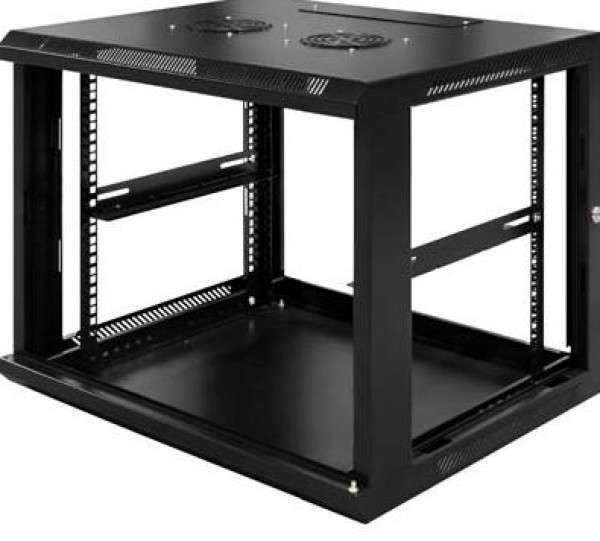 Naar omschrijving van AST19-6606 - 6HE 19Inch Wandkast, glazen voordeur, (BxDxH) 600x600x368mm
