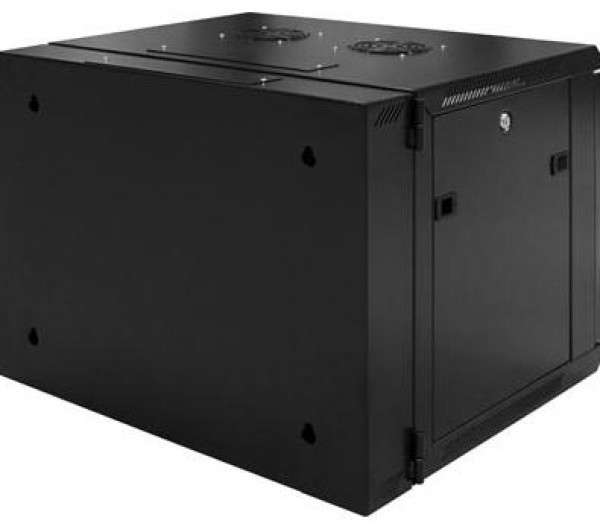 Naar omschrijving van AST19-6606 - 6HE 19Inch Wandkast, glazen voordeur, (BxDxH) 600x600x368mm