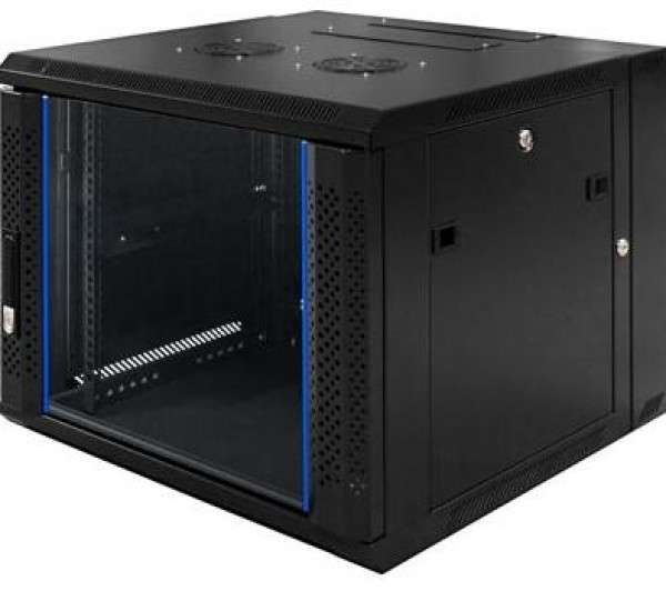 Naar omschrijving van AST19-6606 - 6HE 19Inch Wandkast, glazen voordeur, (BxDxH) 600x600x368mm