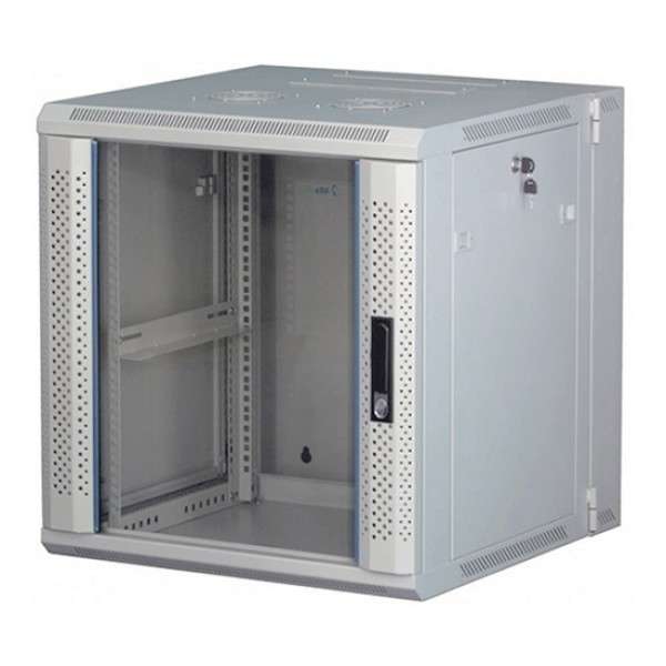 Naar omschrijving van AST19-6612W - 12HE 19Inch Wandkast, glazen voordeur, (BxDxH) 600x600x635mm, Licht Grijs