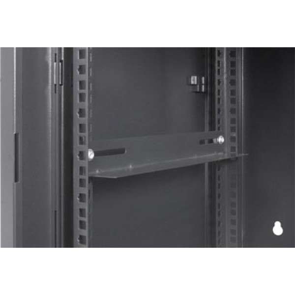 Naar omschrijving van AST19-6609 - 9HE 19Inch Wandkast, glazen voordeur, (BxDxH) 600x600x501mm