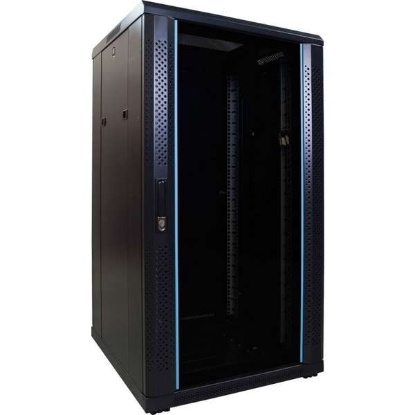 Naar omschrijving van AST19-6622 - 22U, 19Inch serverkast, glazen deur (BxDxH) 600x600x1094mm