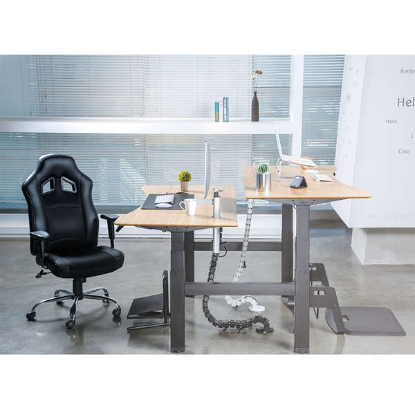 Naar omschrijving van EO0018 - Triple motor sit-stand desk frame, face-to-face design