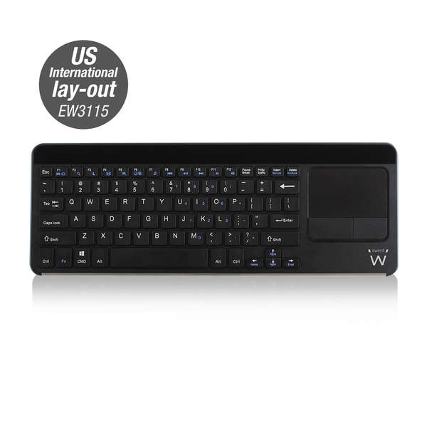 Naar omschrijving van EW3115 - Ewent Draadloos toetsenbord met touchpad, bluetooth, Qwerty, zwart
