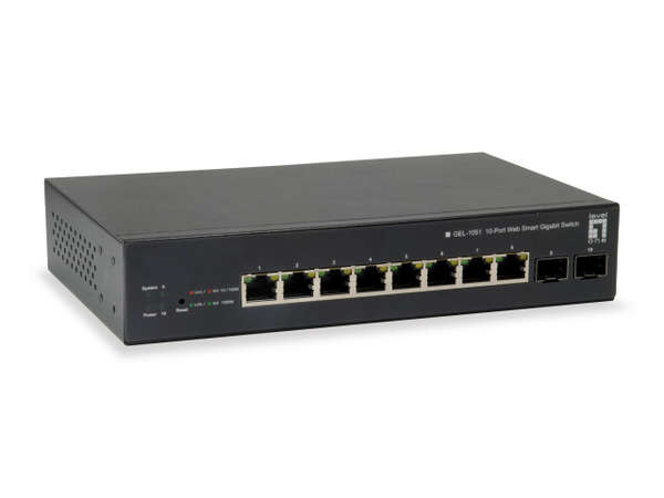 Naar omschrijving van GEL-1051 - 10 Port Web Smart Gigabit Switch 2x Gigabit SFP