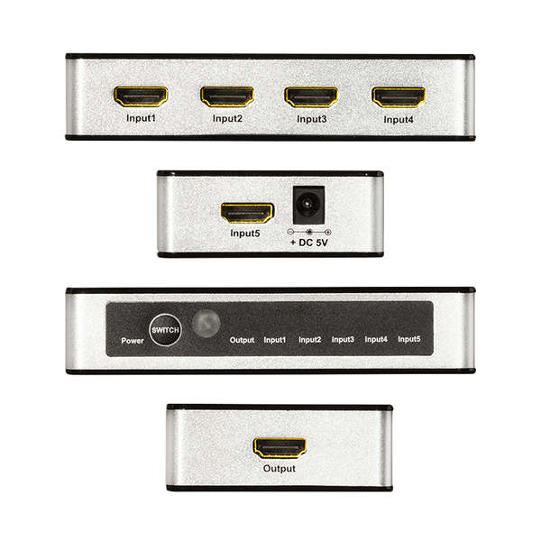 Naar omschrijving van HD0047 - HDMI switch, 5x1-port, 4K/30 Hz