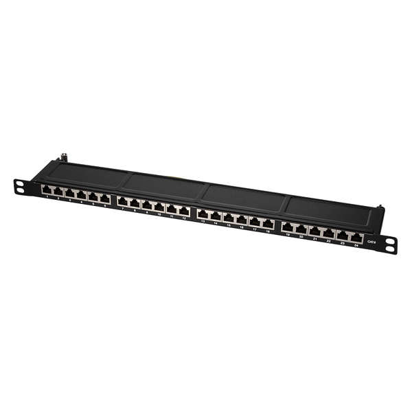 Naar omschrijving van NP0047 - Cat.6 STP, 24-voudig, 48.26cm (19Inch), 0.5U, zwart