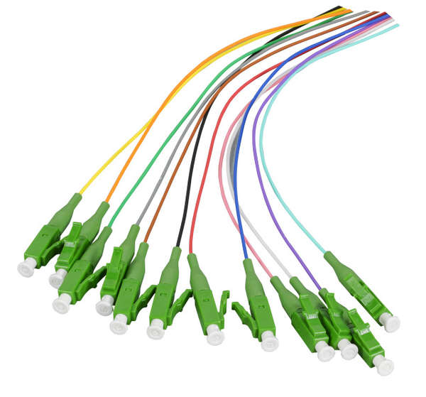 Naar omschrijving van O0482-2 - Set 12st Fiber pigtail LC/APC 8graden 9/125Mu, OS2, 2 m
