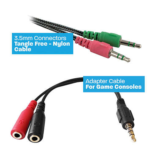 Naar omschrijving van PL3320 - Ewent Gaming headset, 2x 3,5mm jack, 1,5 m