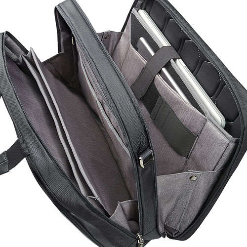 Naar omschrijving van SA1737 - Samsonite 08N09007 XBR schoudertas 15.6 inch, 2 compartimenten, zwart