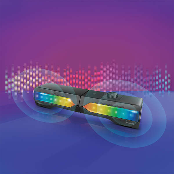 Naar omschrijving van SP0059 - Aanbieding Mobiele soundbar met feestverlichting 2 in 1 gaming geluidssysteem