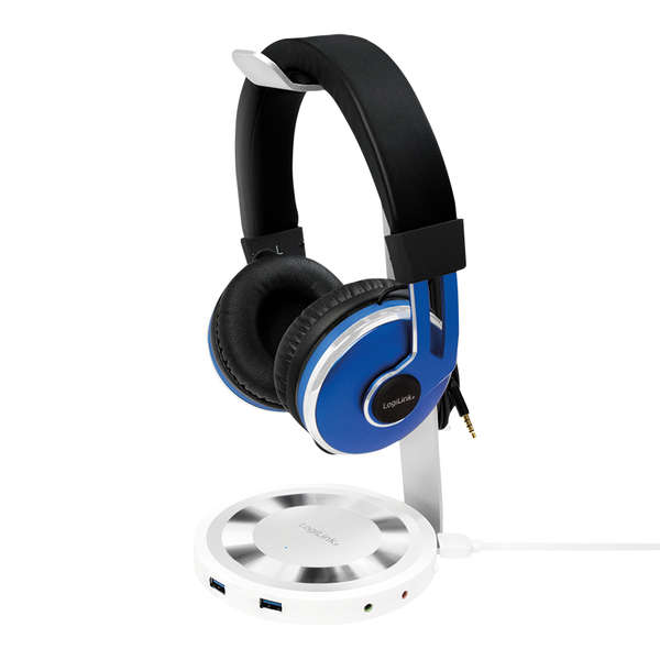Naar omschrijving van UA0304 - Aluminum headset stand, with 3x usb and 3,5mm ports, silver