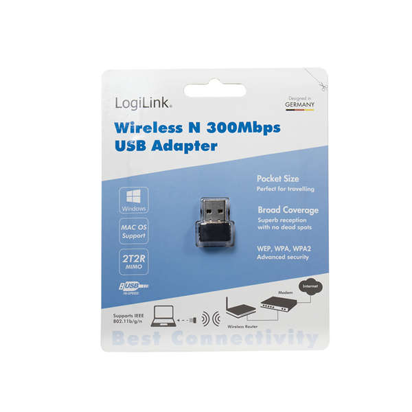 Naar omschrijving van WL0086B - Wireless LAN micro adapter, 802.11b/g/n, USB 2.0, 300 Mbit/s